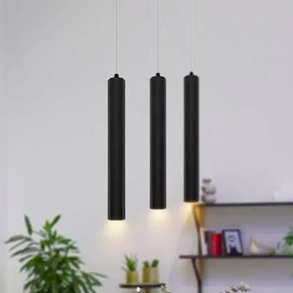 Modern black or gold aluminium COB LED pendant light with sleek cylindrical shade and adjustable hanger
