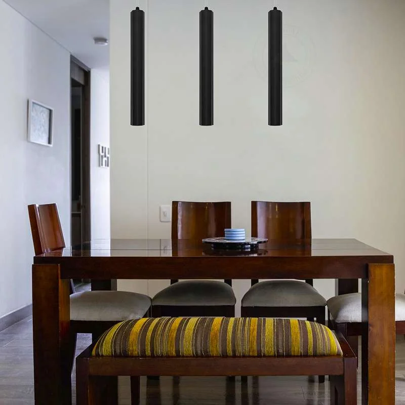 Sleek black/ gold 5W LED ceiling light pendant with cylindrical shade, mounting hardware, bright tube accent lighting