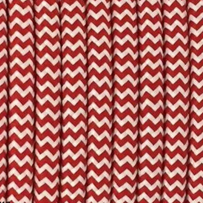 Red and white braided fabric cable, 3 core, 0.75mm diameter, 7mm outer, 5m length – vintage braided fabric cable