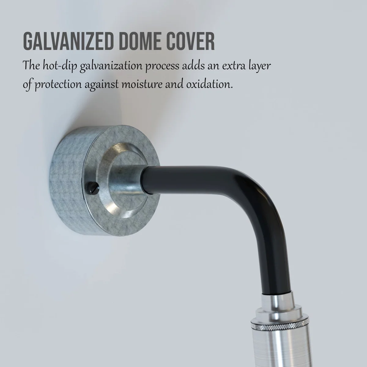 20mm galvanized steel electrical conduit dome cover, smooth dome shape, neutral colour, protective cover for light fixtures.