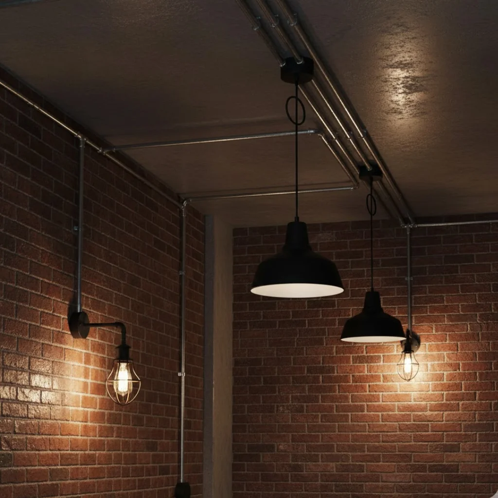 Black metallic malleable iron junction box shown in a close‑up, circular and vintage, used for conduit and wiring.