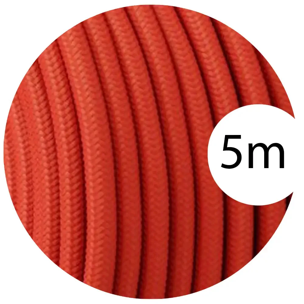 Peach‑toned vintage fabric cable with three copper cores, braided for chandelier and pendant lighting.