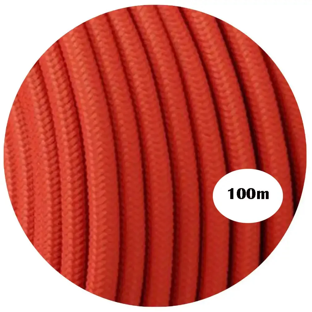 Peach‑tone braided vintage fabric cable, 0.75mm² copper, 3‑core, 7mm diameter, perfect for chandelier lighting projects
