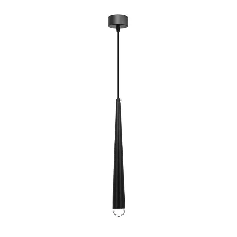 Black matte aluminium conical LED pendant light for modern ceiling lamp, with cylindrical shade and adjustable PVC cable.
