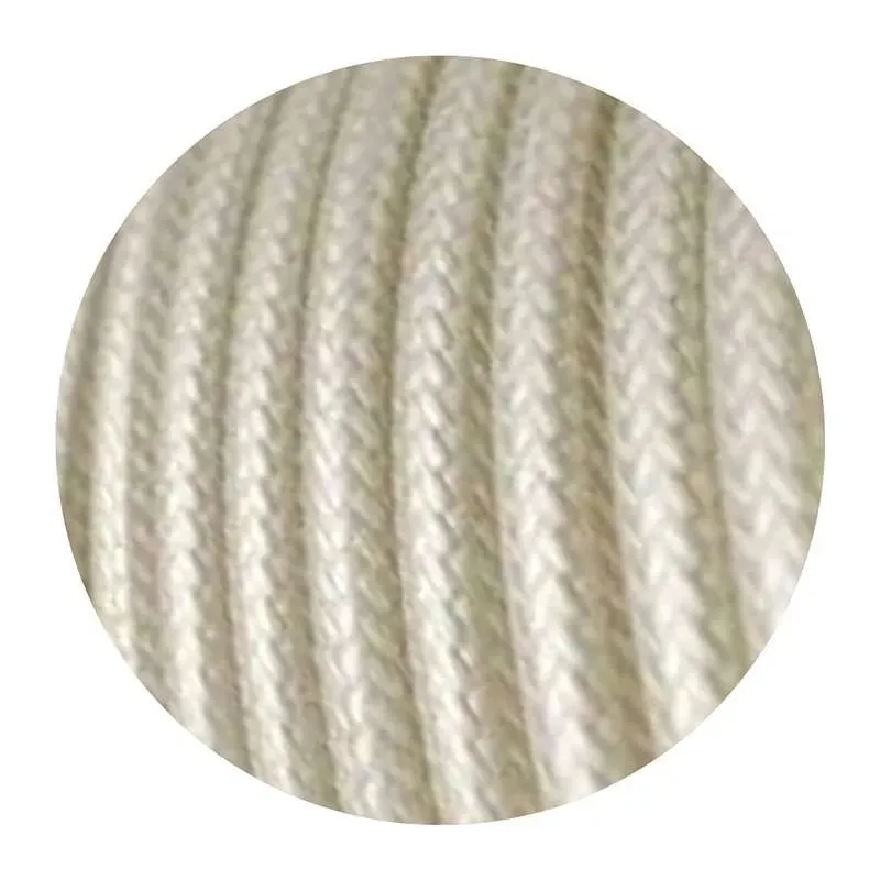 Bundle of flexible ivory‑finished round vintage fabric lighting cable in 1m, 5m, and 10m lengths.