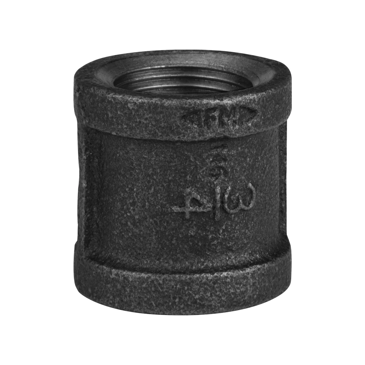 3/4 BSP pipe connector cast iron black, with screw thread and gasket, for lamp and fixture use.