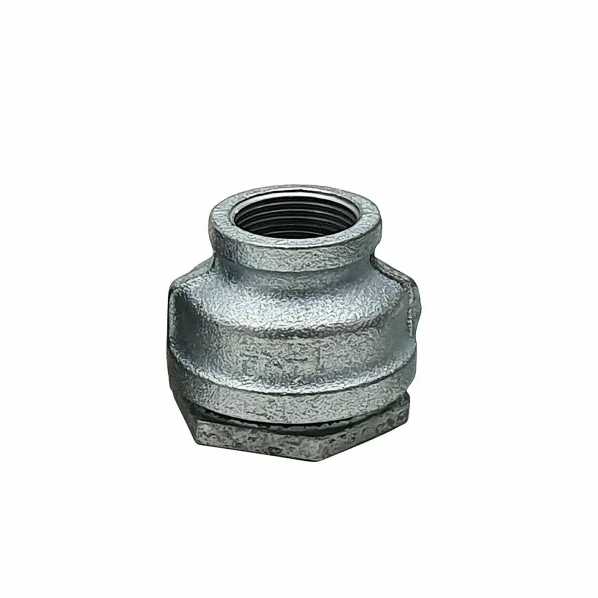 Galvanized pipe floor base fitting in cast iron, featuring screw connection and rugged industrial look