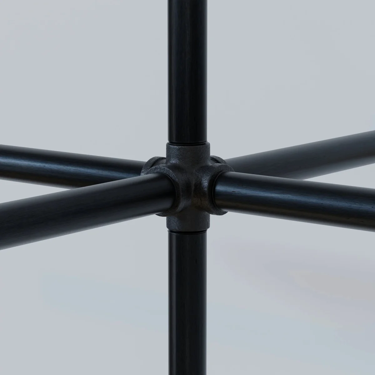 Black painted malleable cast iron 3/4 inch BSP pipe fitting, showing threaded round socket for industrial and DIY applications