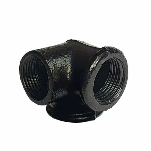 3/4 inch BSP pipe fittings in black painted malleable iron, vintage industrial style