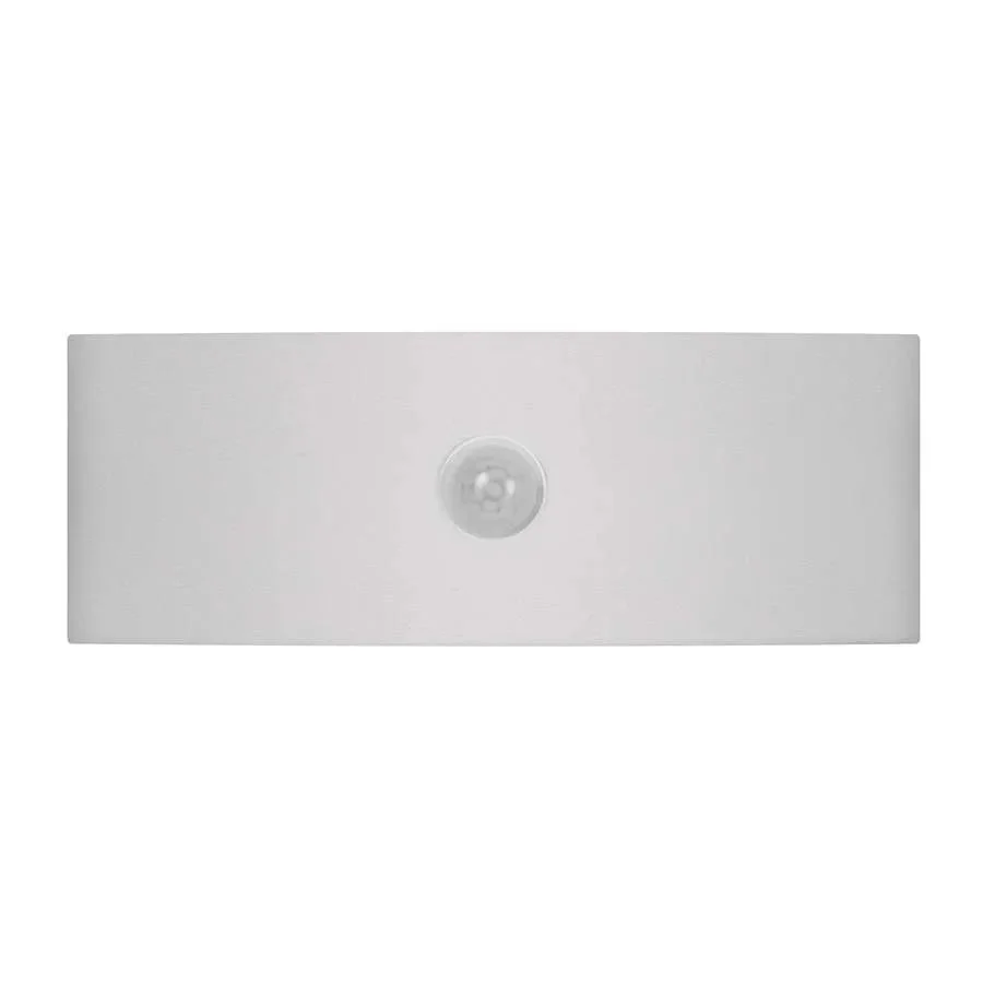 White die‑cast aluminum LED wall light with motion sensor, 22 cm × 8 cm × 4.5 cm, for indoor and outdoor LED wall lights