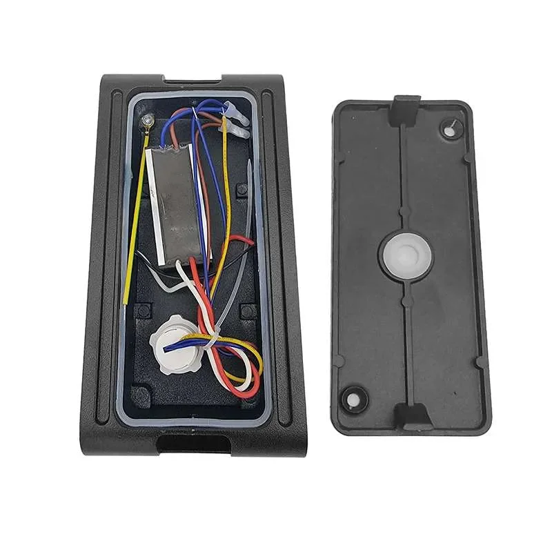 Dual-headed aluminium porch light with warm white LED light, motion sensor, sleek white/black finish.