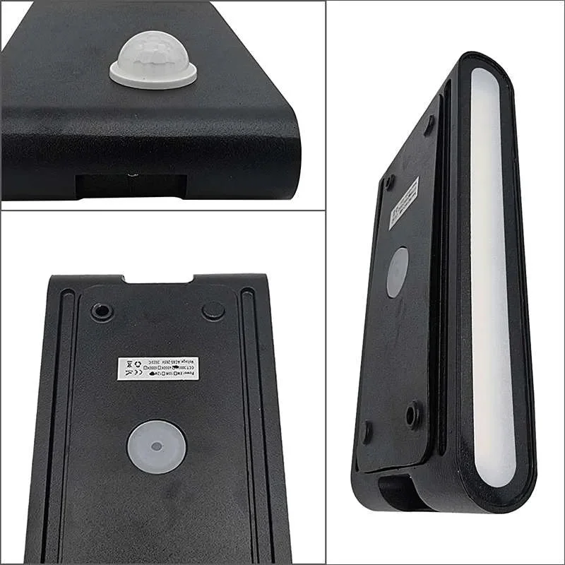 12W LED motion sensor porch lights, modern white aluminium wall fixture with dual up/down heads and PIR sensor.