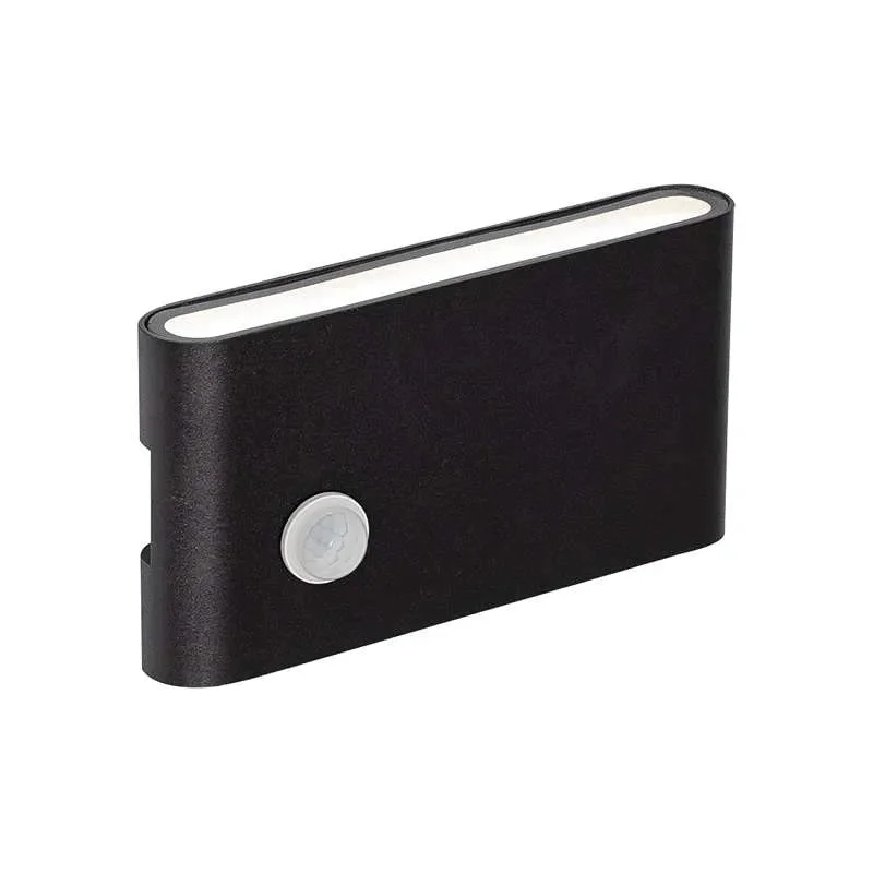 12W LED motion sensor porch lights in white aluminium finish, dual up‑down heads, warm white glow, modern outdoor wall fixture