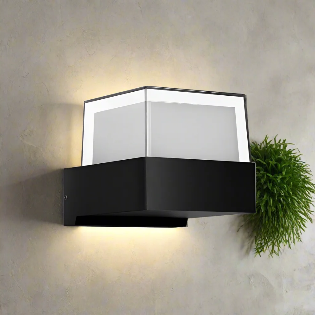 Modern die-cast aluminium light: round/square fixture with double PC mask, warm white LED, suitable for indoor/outdoor.