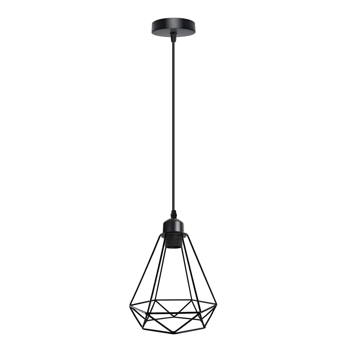 metal wire cage light featuring a diamond-shaped metal cage, 20cm diameter, vintage pendant.