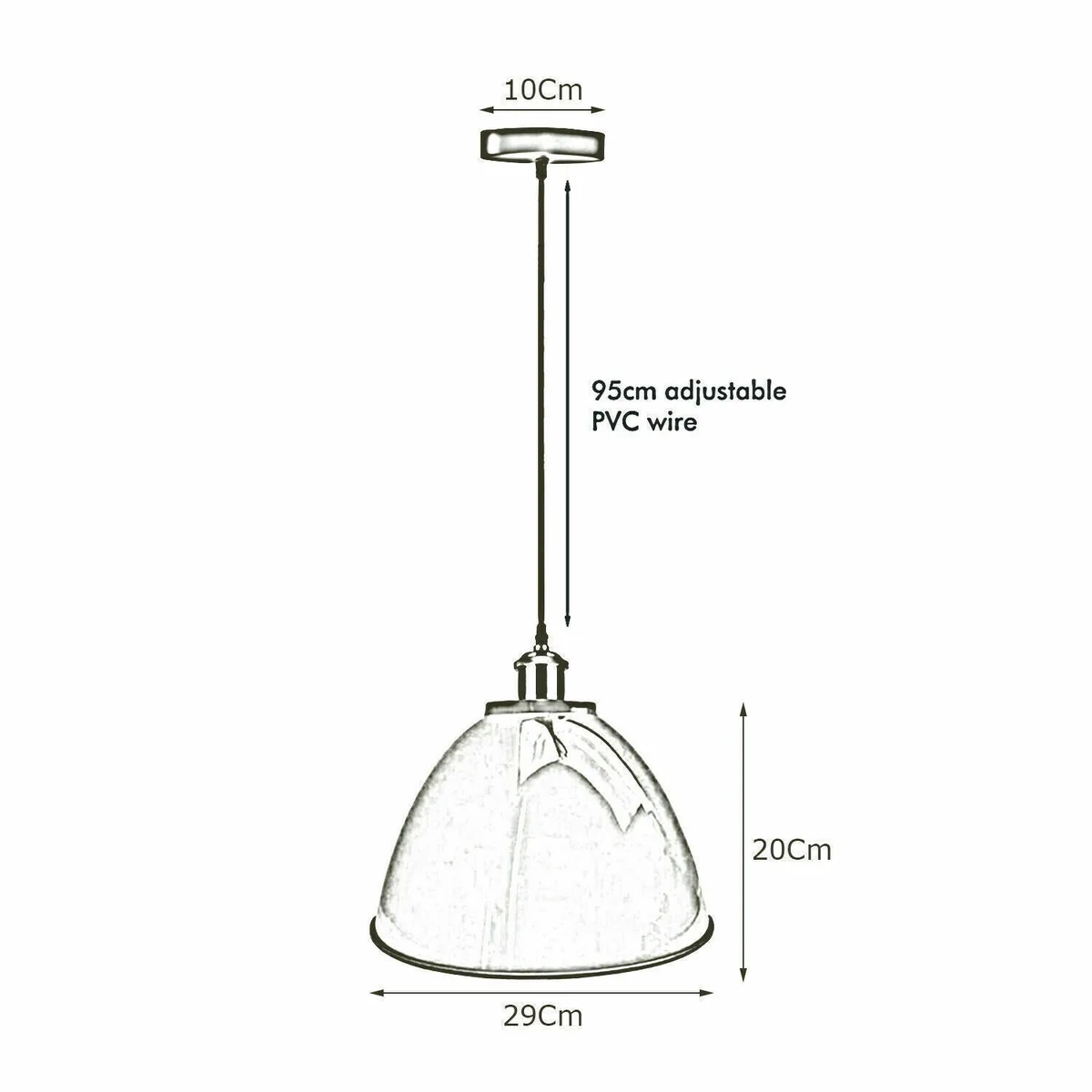 Metal hanging light with vintage industrial design, green shade, 95 cm cable, hanging from a ceiling plate.