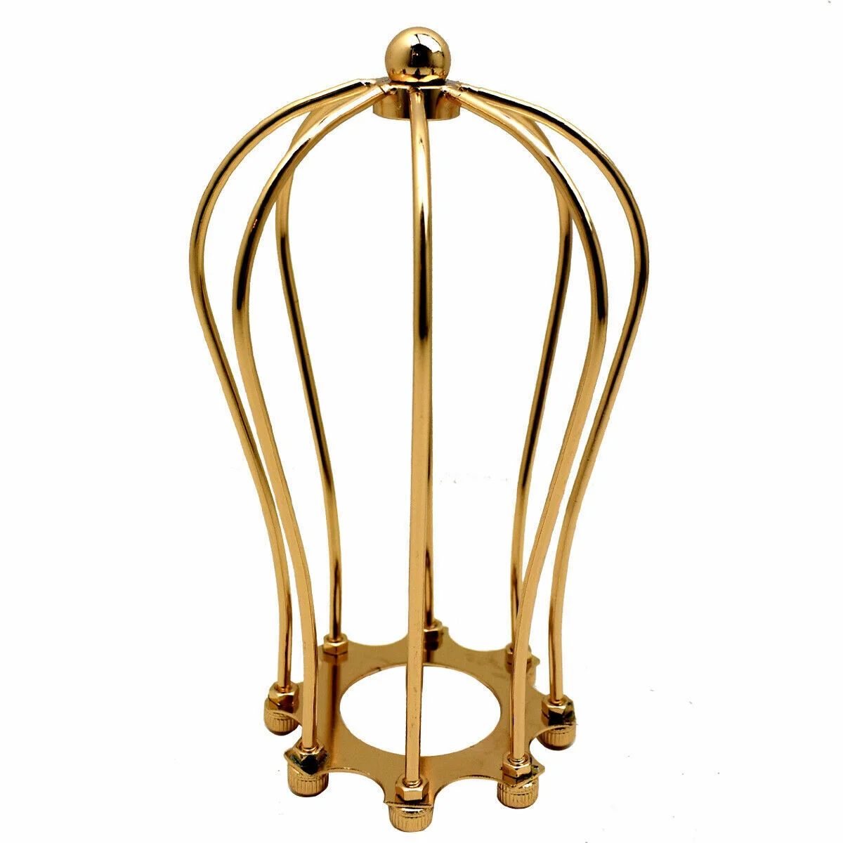 Gold metal wall light with balloon-shaped cage shade, vintage industrial style
