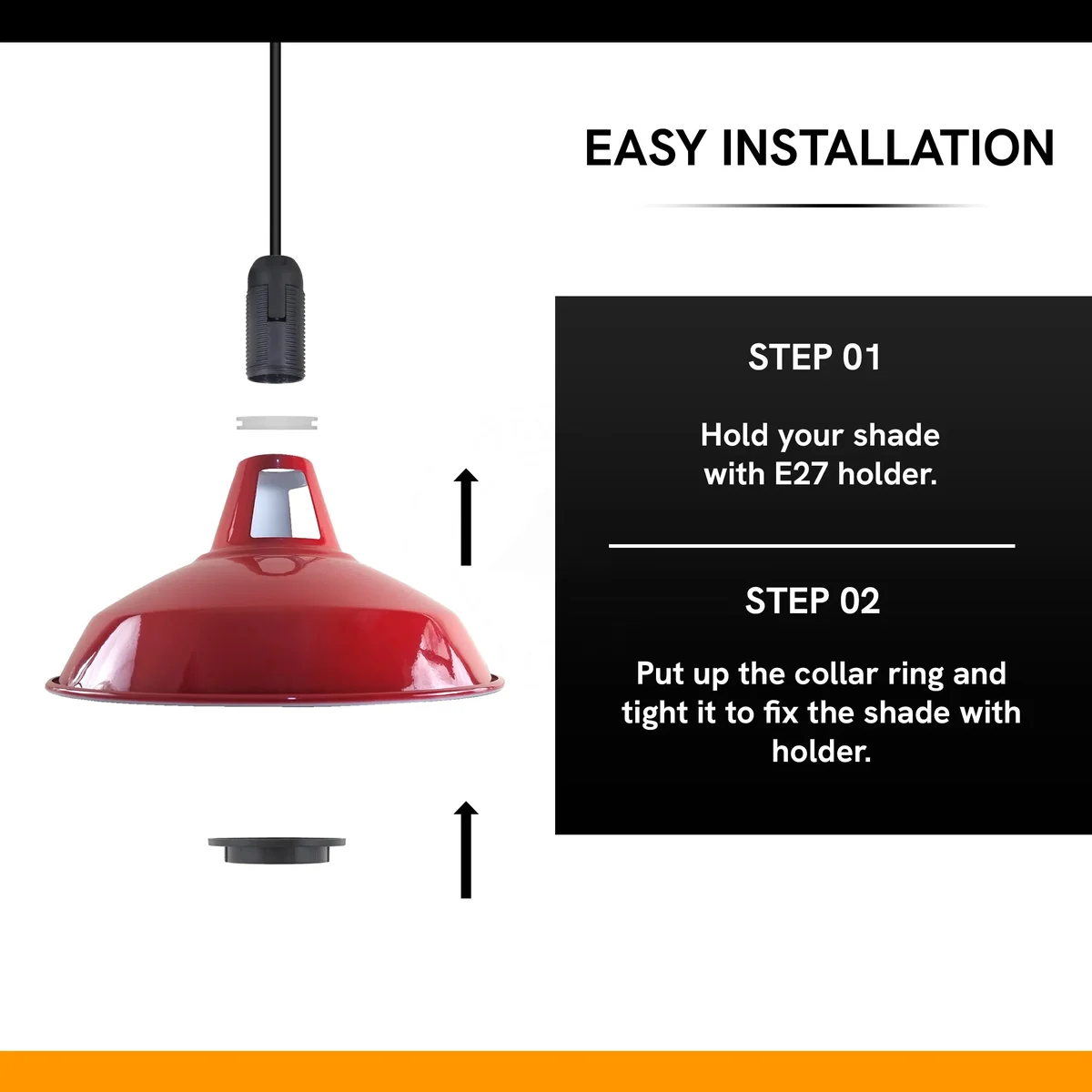 White/black 40mm plastic E27 screw collar ring, thin ring with 10mm tall, 57mm wide, 38mm thread, for lamp shade fittings