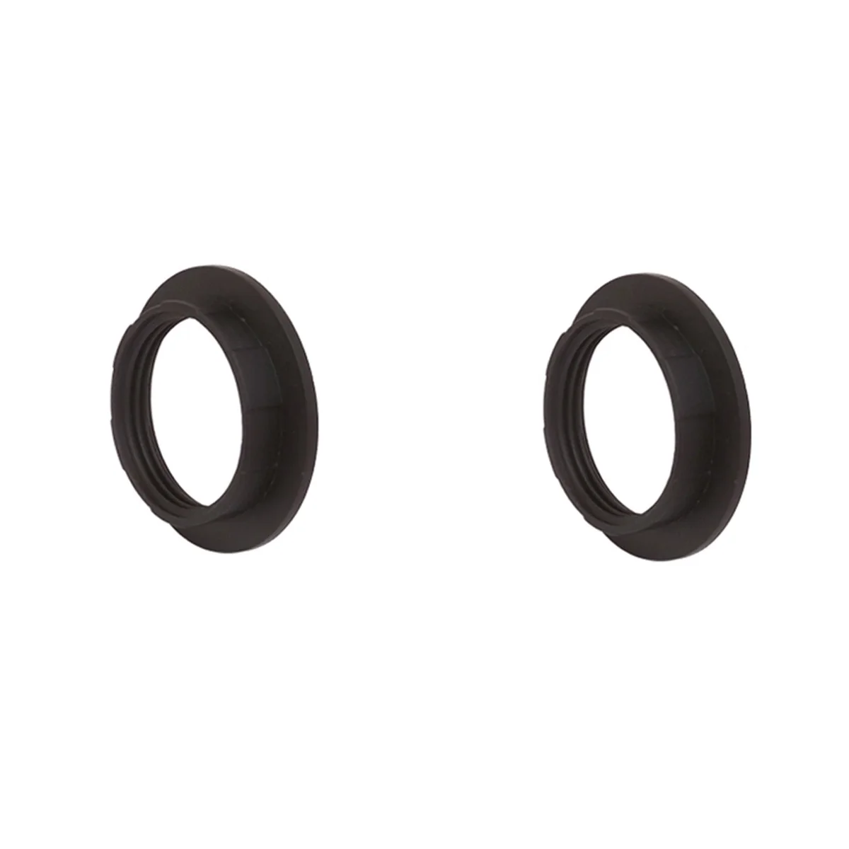 Two plastic E14 lamp holder collar rings with screw connectors, 7mm tall, 44mm wide, 28mm inner screw thread diameter.
