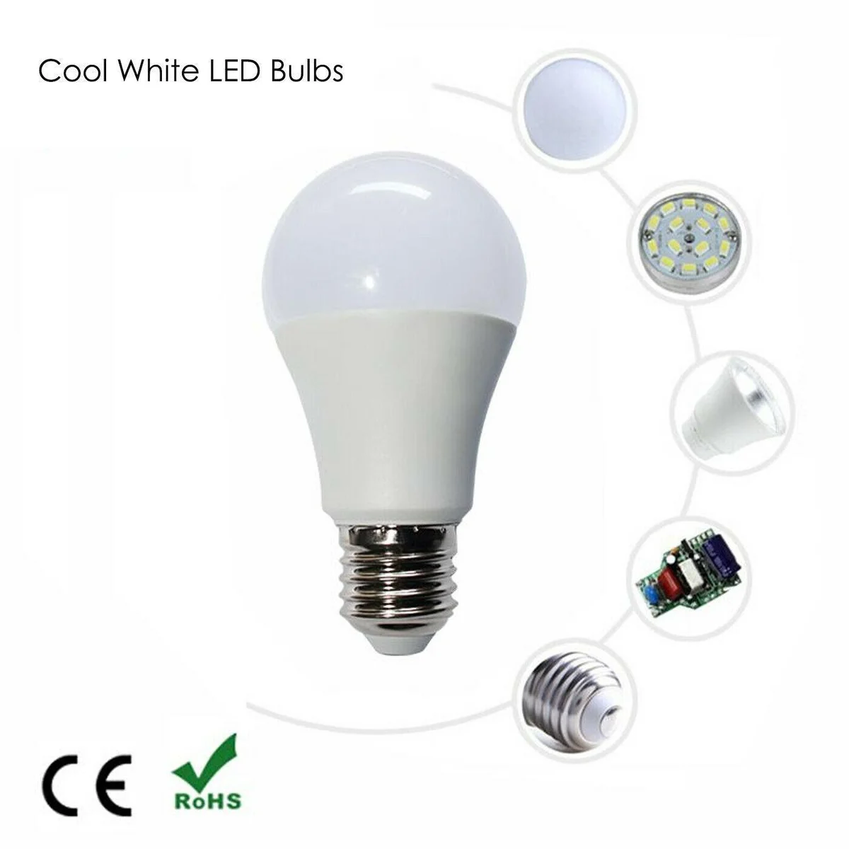 B22 LED golf ball bulb with frosted glass, cool white LED light, 9W energy saving, showing bright cool white glow