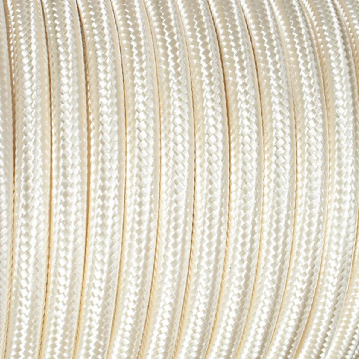 5 m 2 core round cable wrapped in coloured fabric, double insulated, 6 mm diameter.