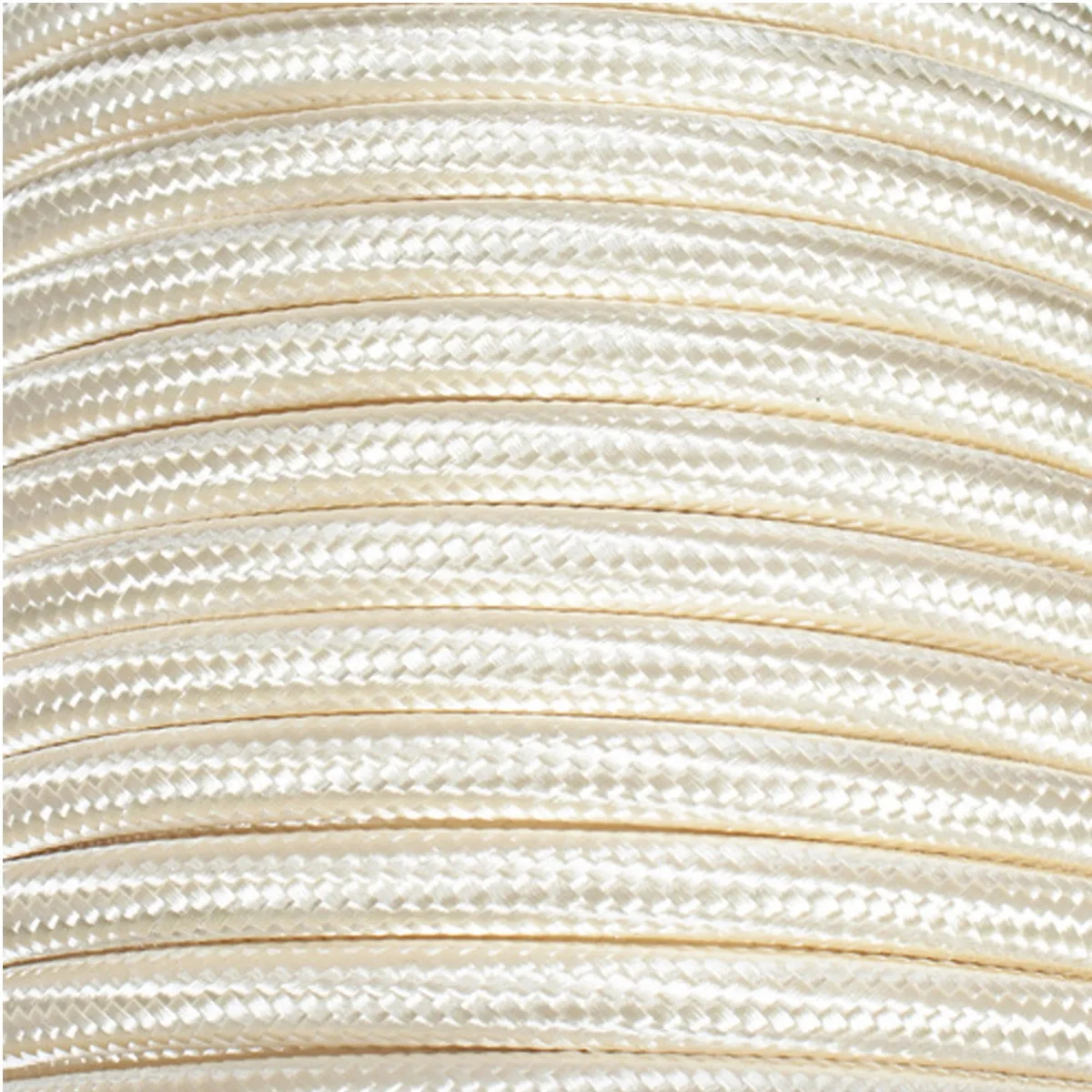 2 core round cable in coloured fabric, 6mm diameter, high quality Italian braided cover, showing flexible thread‑like texture.