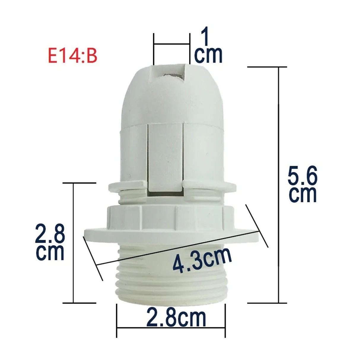 E14 lamp holder, black plastic socket with 39mm ring thread and removable lampshade collar