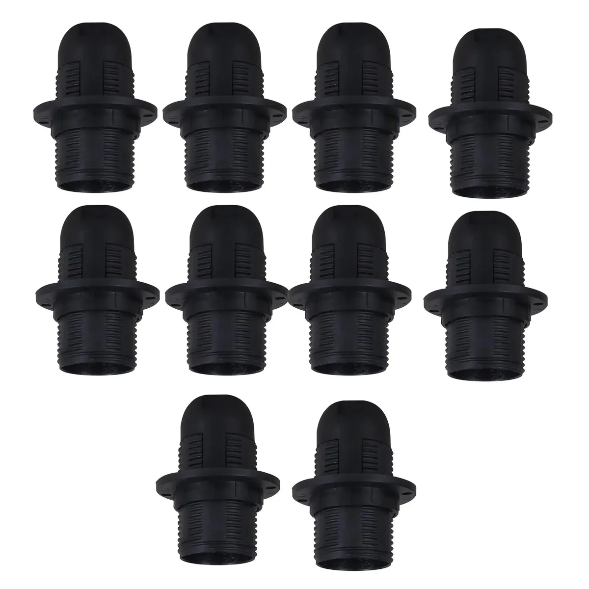 Indoor lamp holder: black plastic Edison-style E14 small screw bulb socket with removable shade collar, suitable for 60W bulbs.