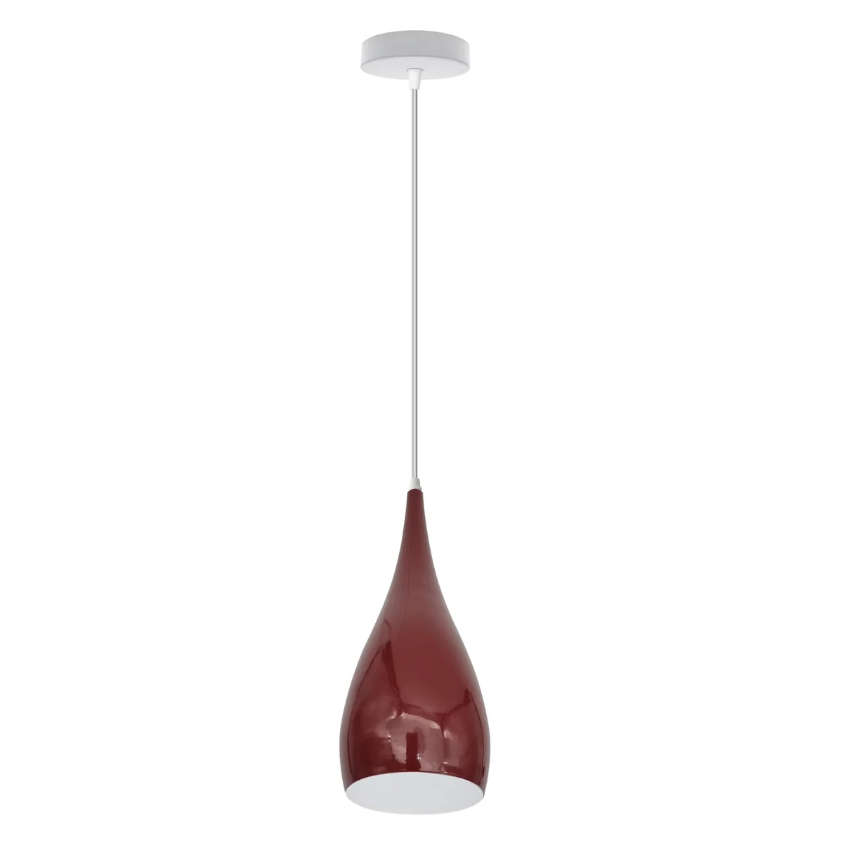 Sturdy metal ceiling lamp with teardrop pendant shade, 95cm cable, E27 base.