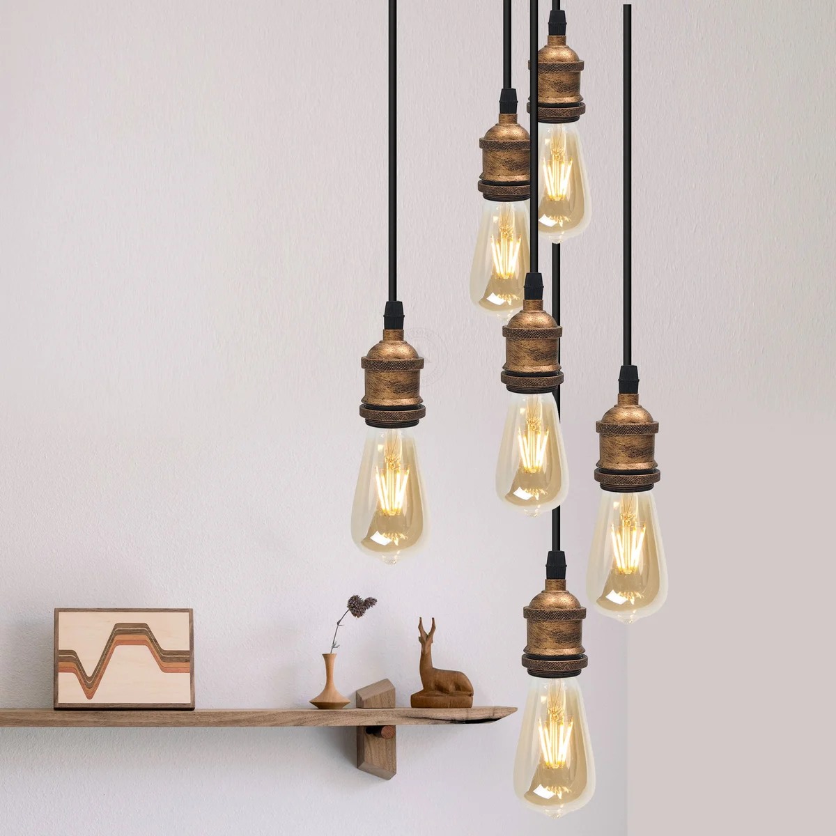 Metal vintage pendant ceiling light with 95cm cable; simple hanging design, E27 base holder, modern interior styling.