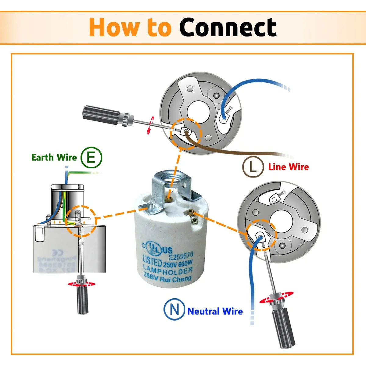 Retro lamp holder in rose gold metal, vintage style, E27 socket, heat‑resistant for 60W bulbs