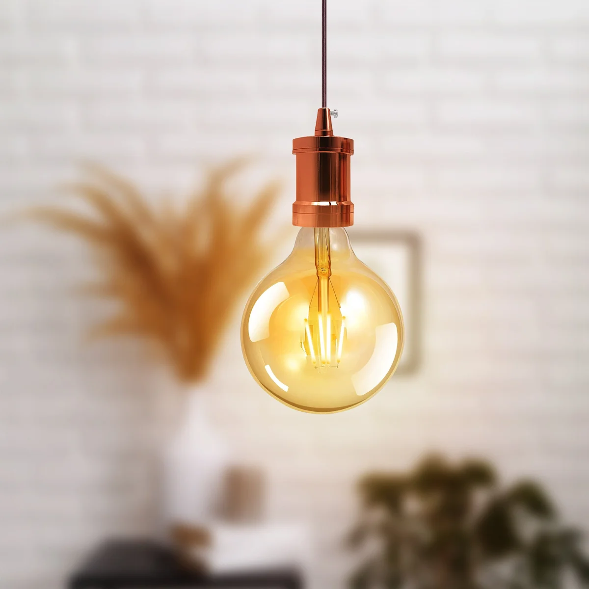 Copper metal kitchen pendant lamp holder, E27 socket, CE certification, 4A rating.