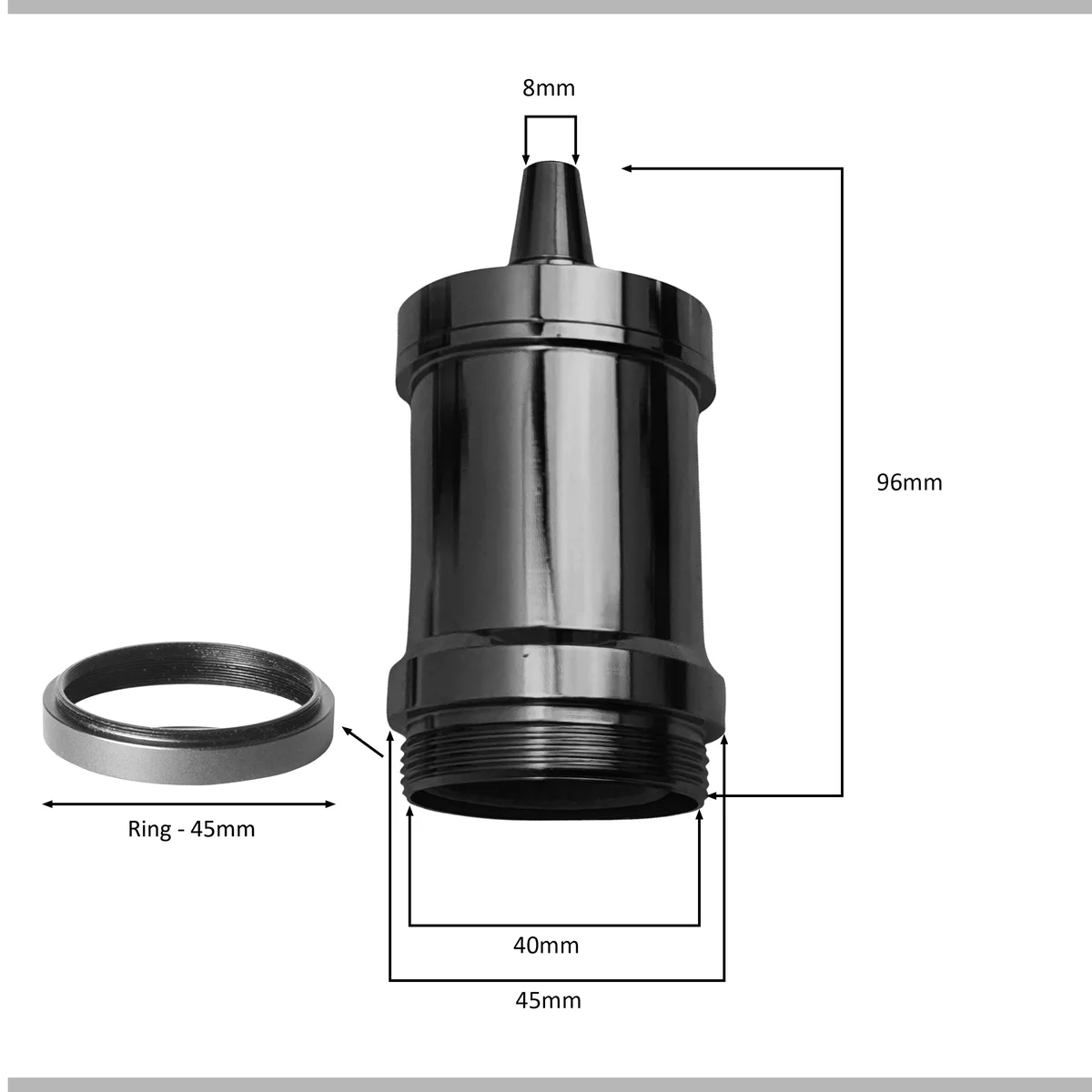 Metal lamp holder, E27 kitchen pendant socket offering copper, chrome, satin nickel, yellow brass or shiny black.