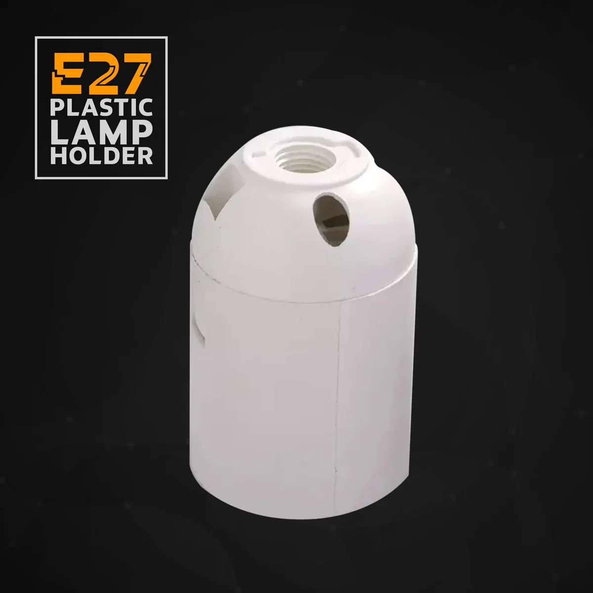 Five white E27 lamp holders with vintage metal and heat‑resistant plastic design, each with screw terminal for indoor use.