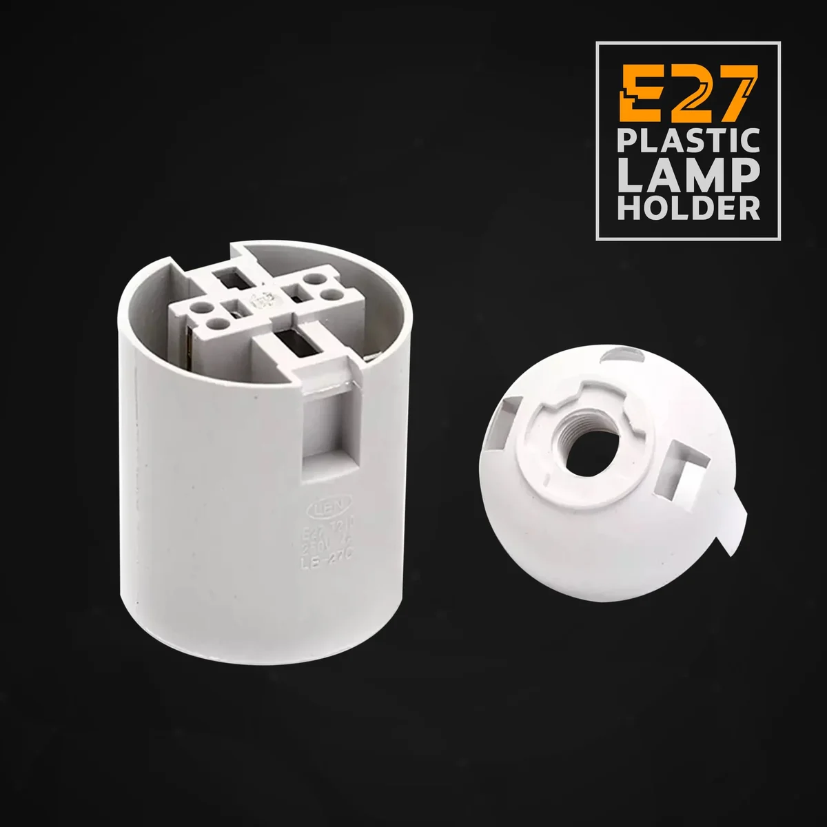 Five vintage-style E27 Edison screw bulb sockets in white plastic with metal base, packaged together.