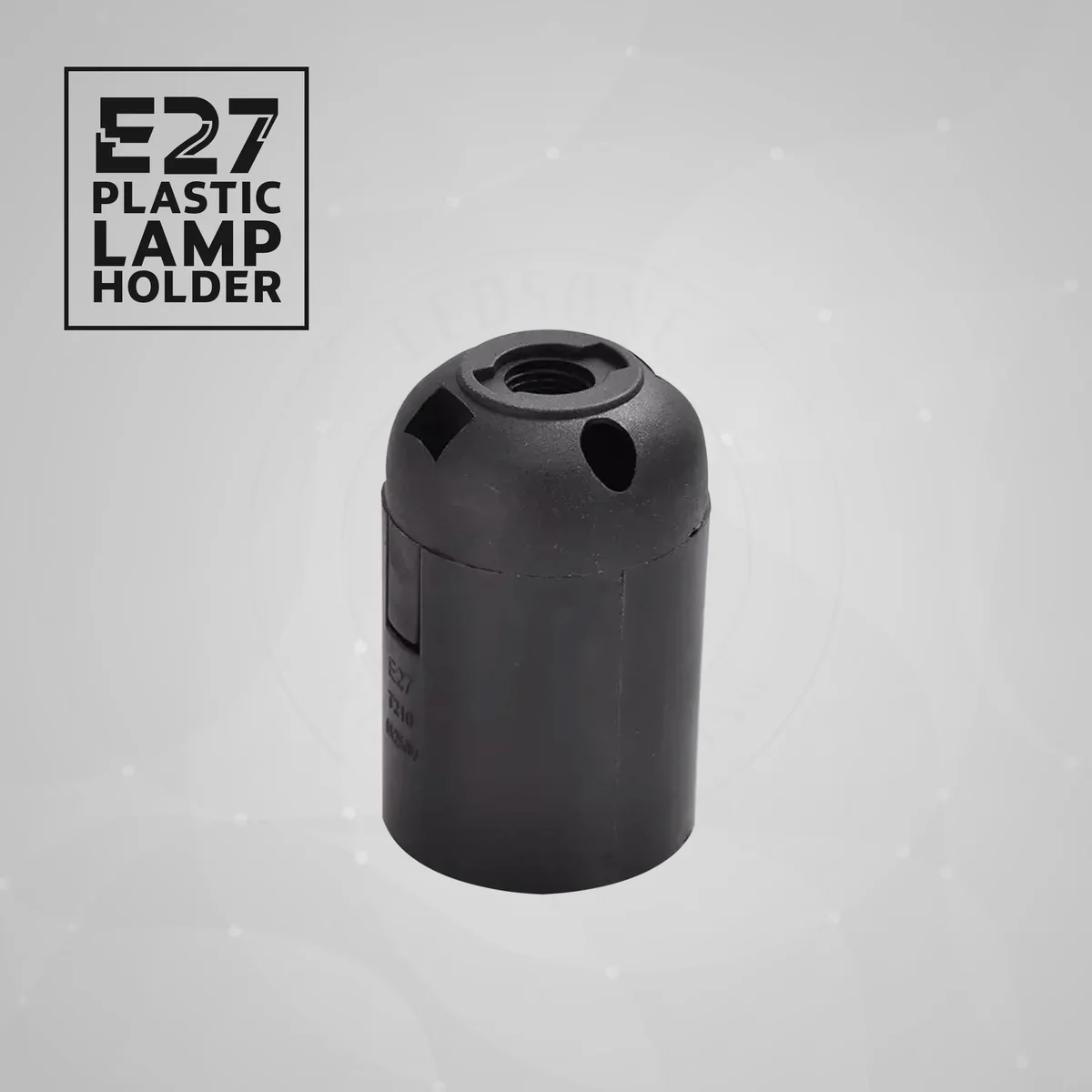 Set of five black E27 lamp holders with screw terminals, designed as Edison screw sockets for indoor use.