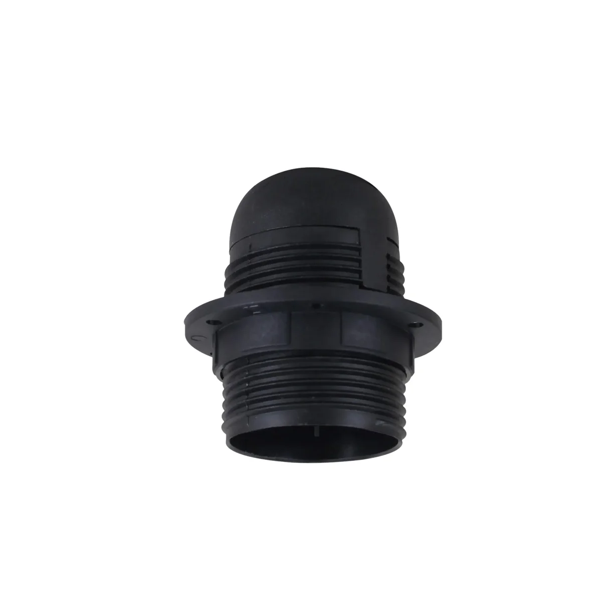 Black vintage‑style E27 pendant lamp socket with metal screw terminal, showing compact design suitable for pendant fixtures.