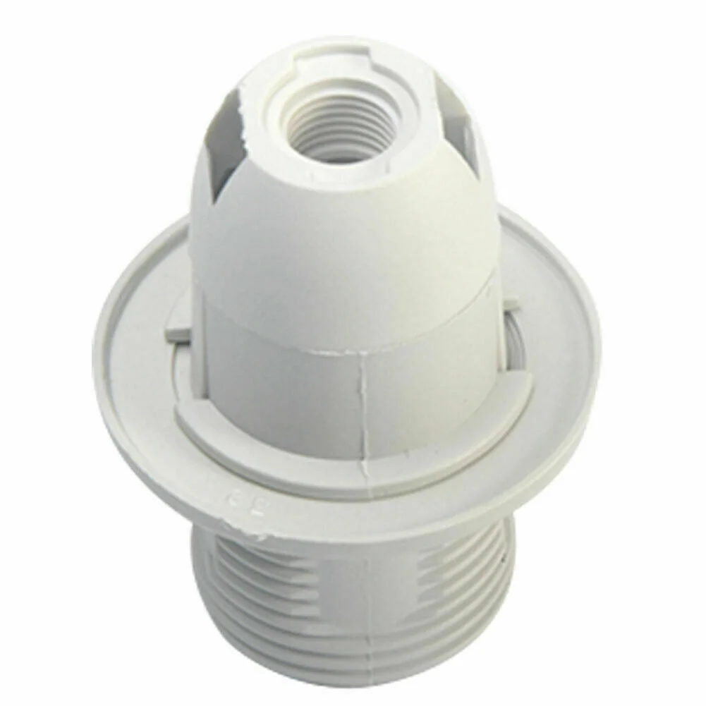 White vintage E14 screw lampshade collar bulb holder with 39mm ring thread and plastic socket for 60W bulbs.