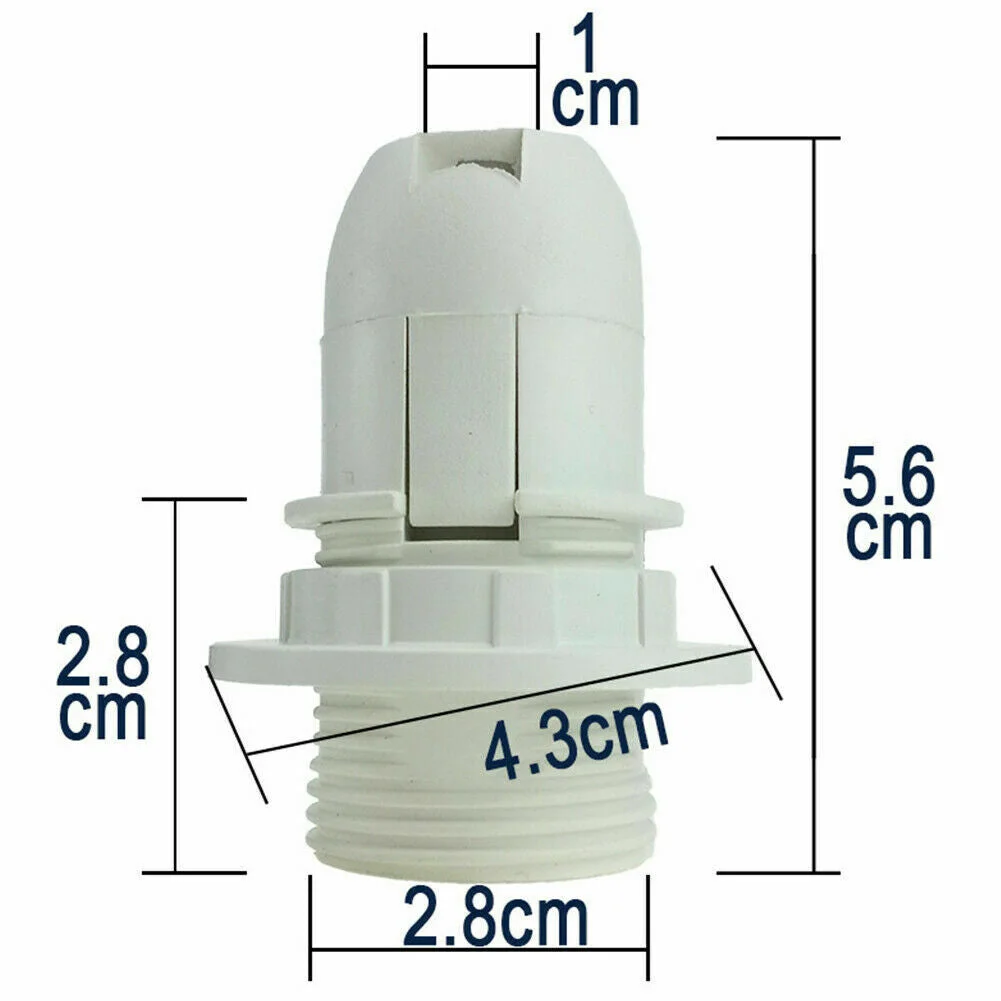 White E14 screw lamp holder with removable ring collar, clear plastic socket, indoor bulb socket.