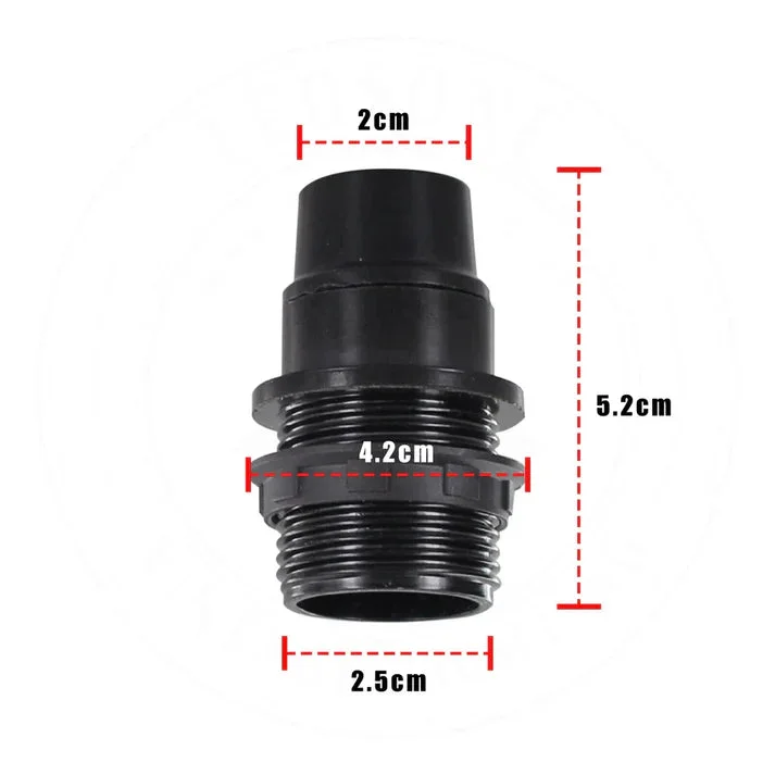Five black plastic E14 bulb socket units with shade rings, shown in a compact 5‑pack bundle