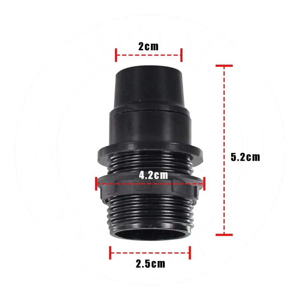 Black plastic vintage bulb socket holder with removable lampshade collar for E14 Edison bulbs