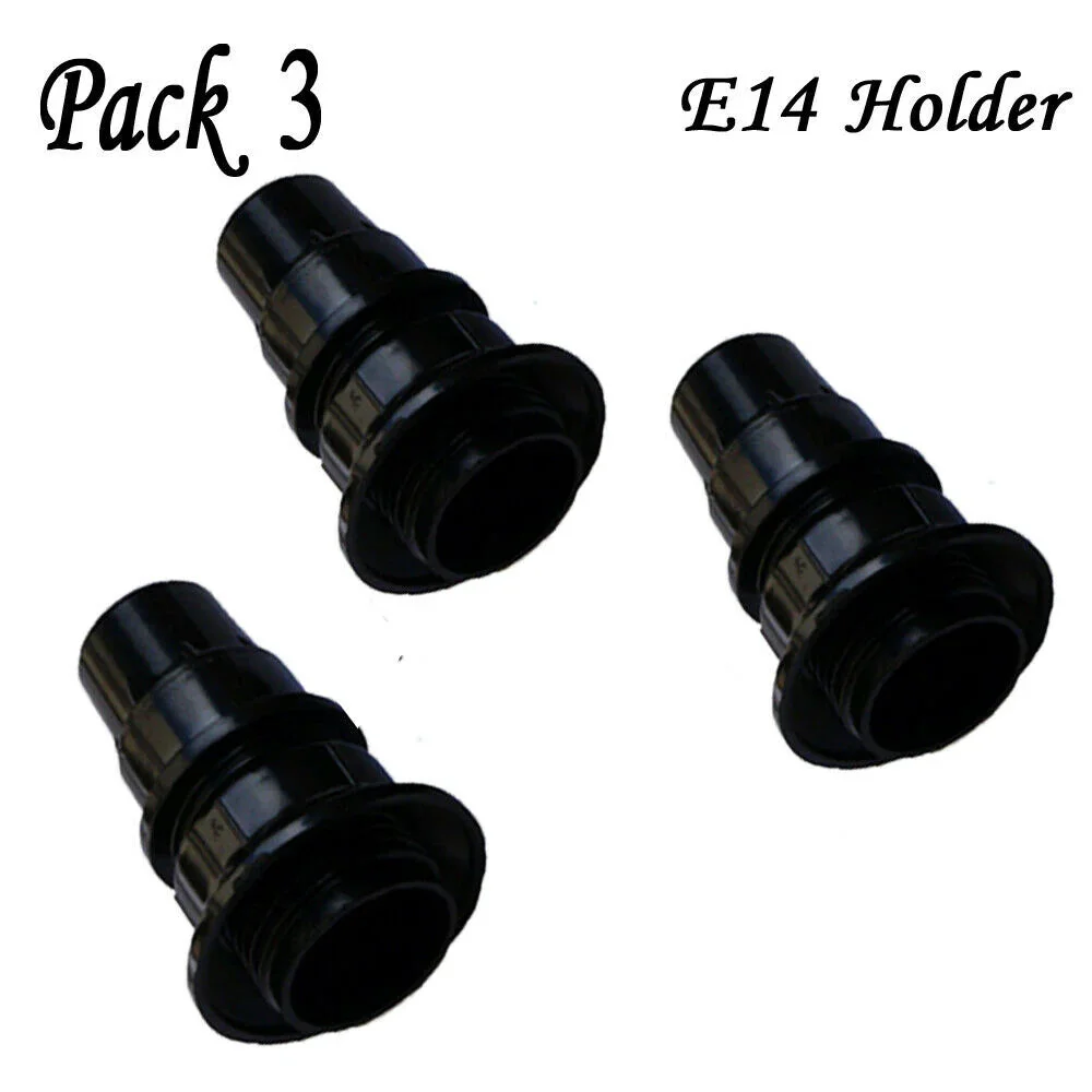 Black plastic Edison screw lamp holder with removable 39mm ring thread and lampshade collar.
