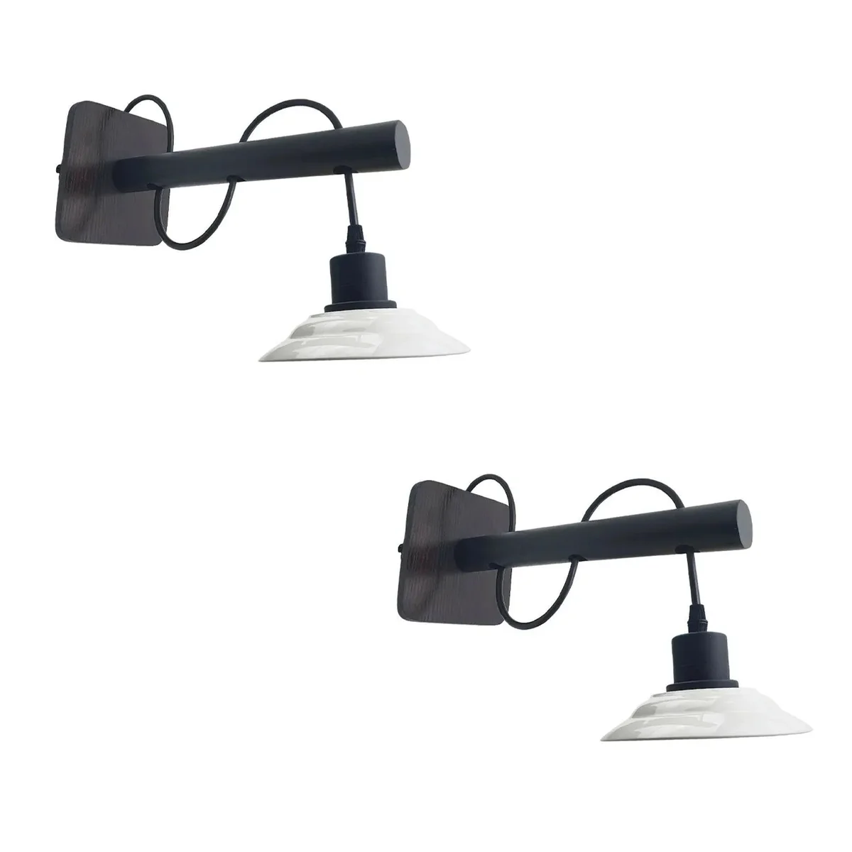 E27 wall lamp with exposed metal hardware and clear PVC shade in modern mid‑century design.