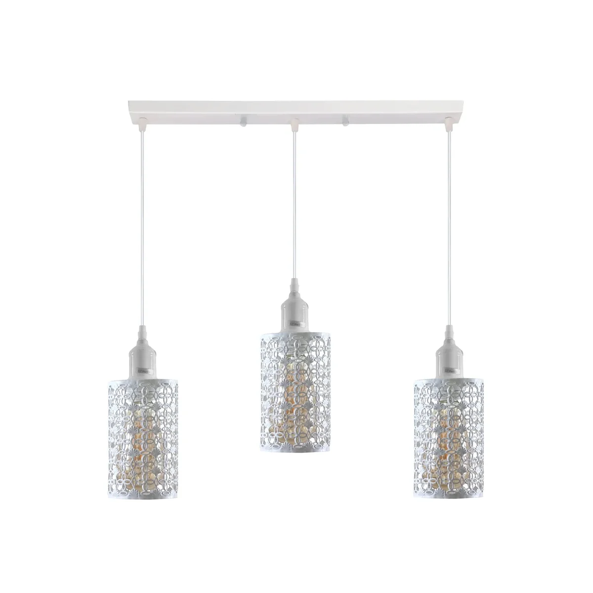 Three‑stage vintage industrial pendant with metal and PVC housing, adjustable cables, fit for an E27 bulb pendant.