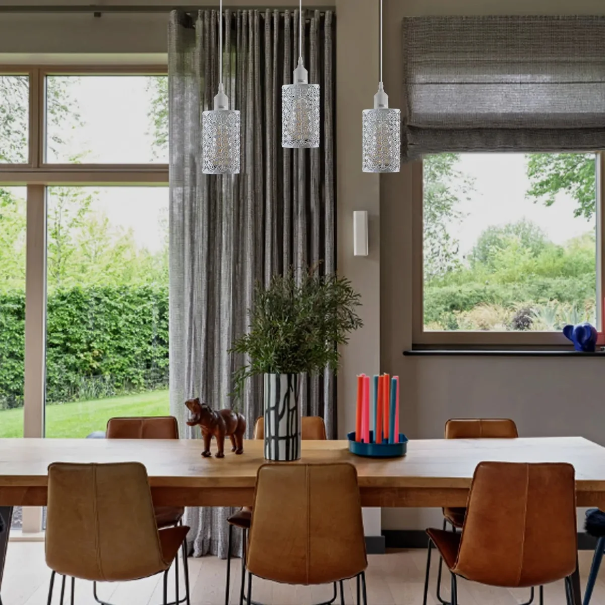 Dimmable ceiling light with three adjustable PVC tubes, vintage metal fittings, E27 lamp bases