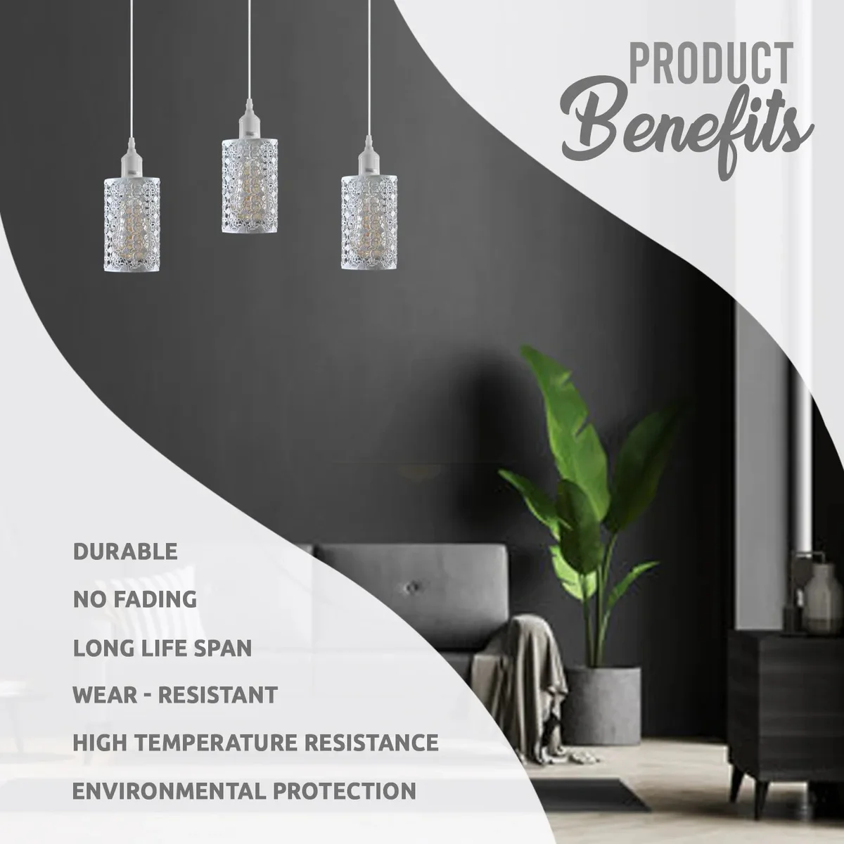 Adjustable pendant ceiling light with three metal barrels, 95cm cord, vintage style fixture hanging on adjustable cable.