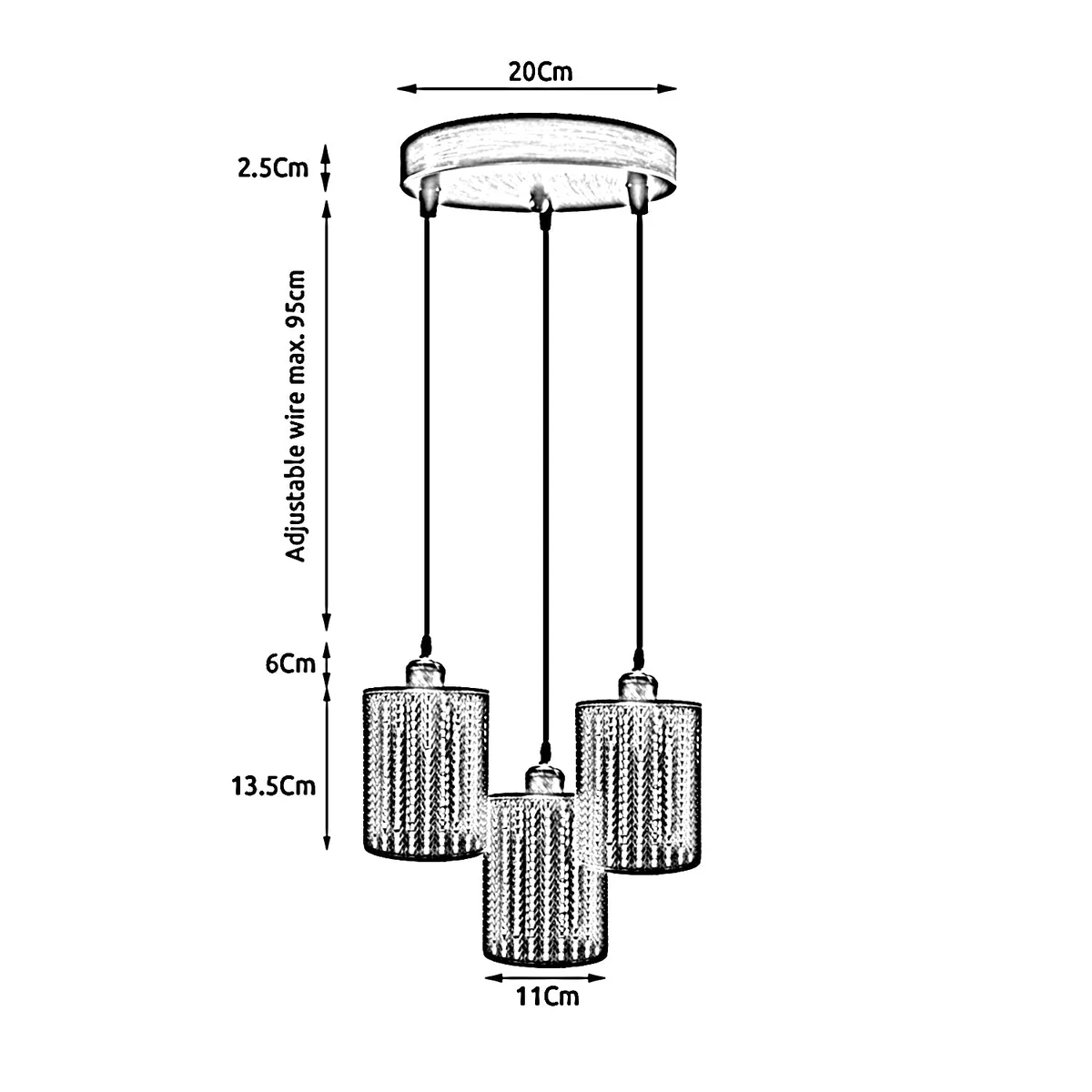 Black metal cage pendant light with 3 sliding cage-style lamps, adjustable cable, vintage retro design for indoor use