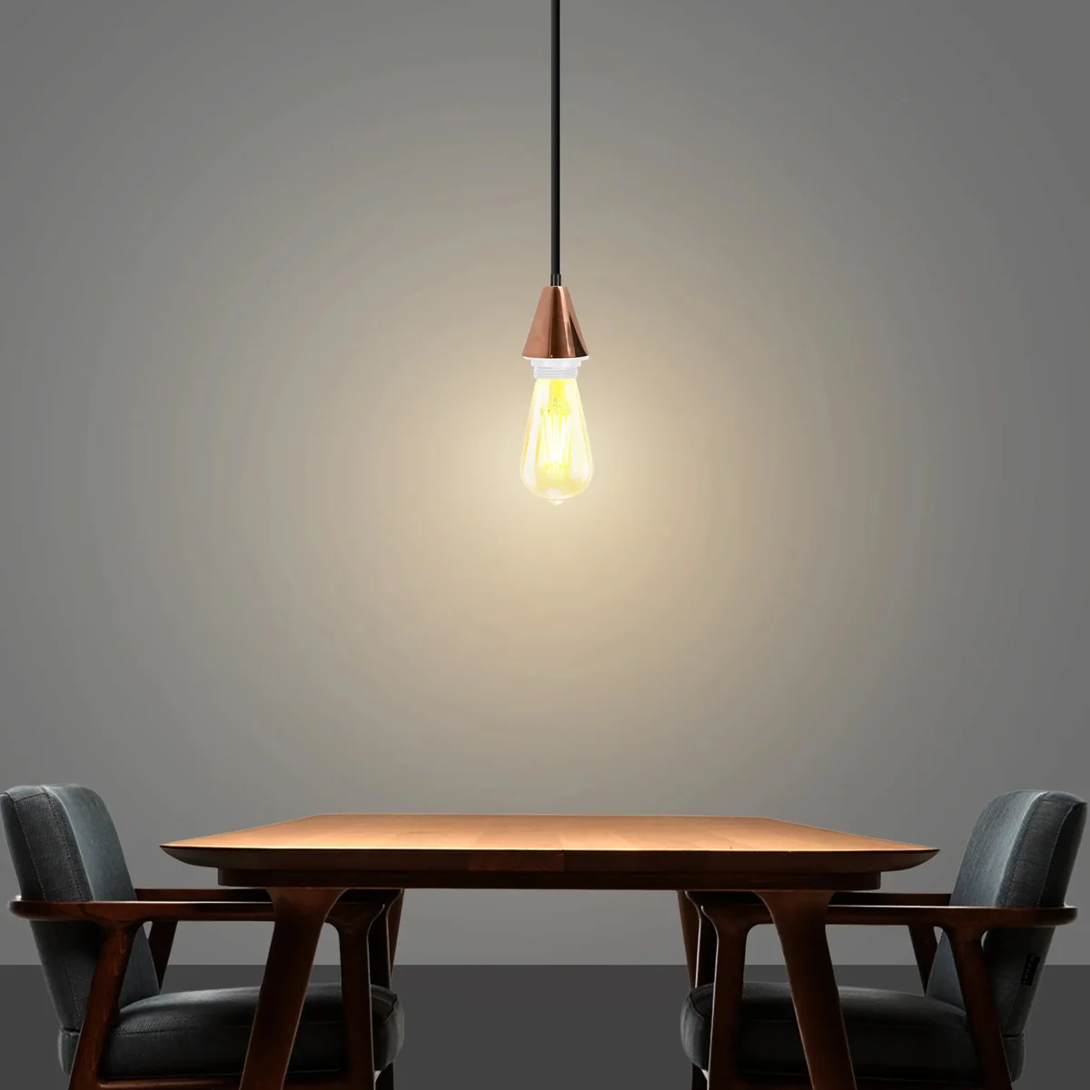 Rose gold ceiling cone holder with 1m PVC cable, ceiling pendant holder for easy installation.