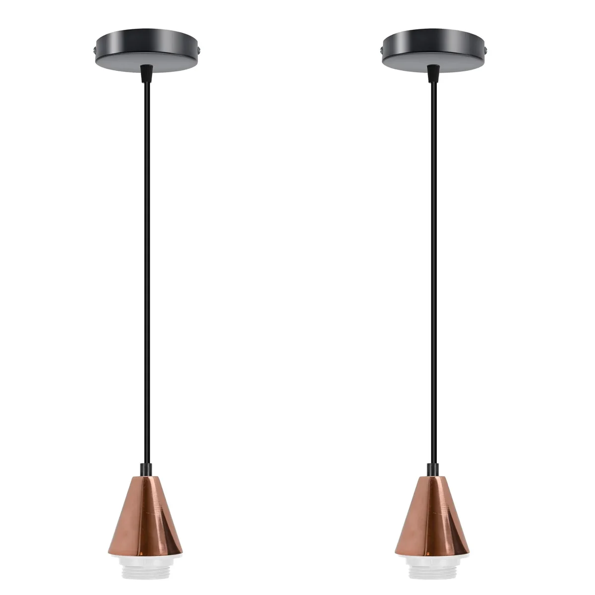Rose gold pendant holder with matching black ceiling rose — 2 pack