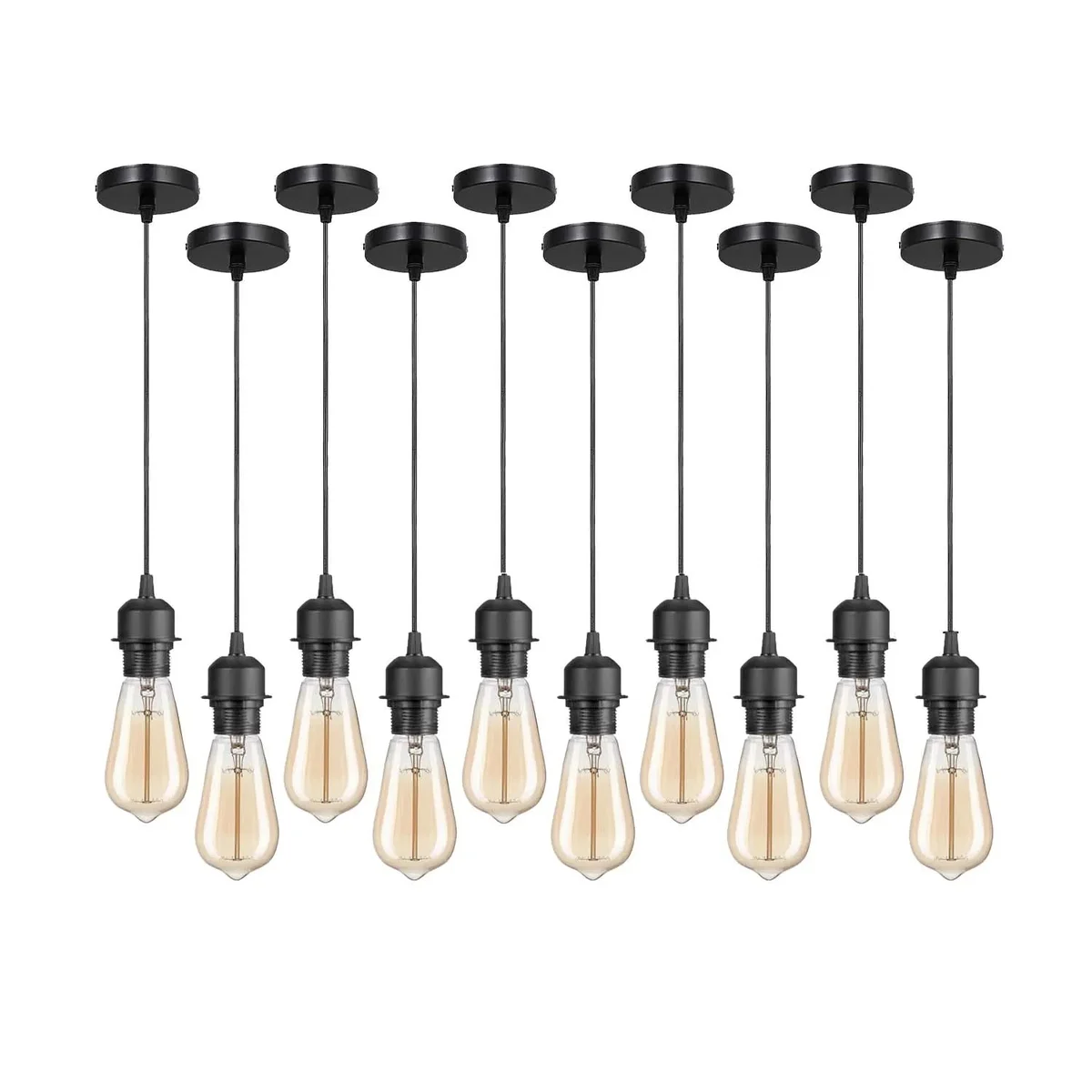 Black metal/PVC pendant light holder with 95cm cable for indoor hanging light, uses E27 bulb